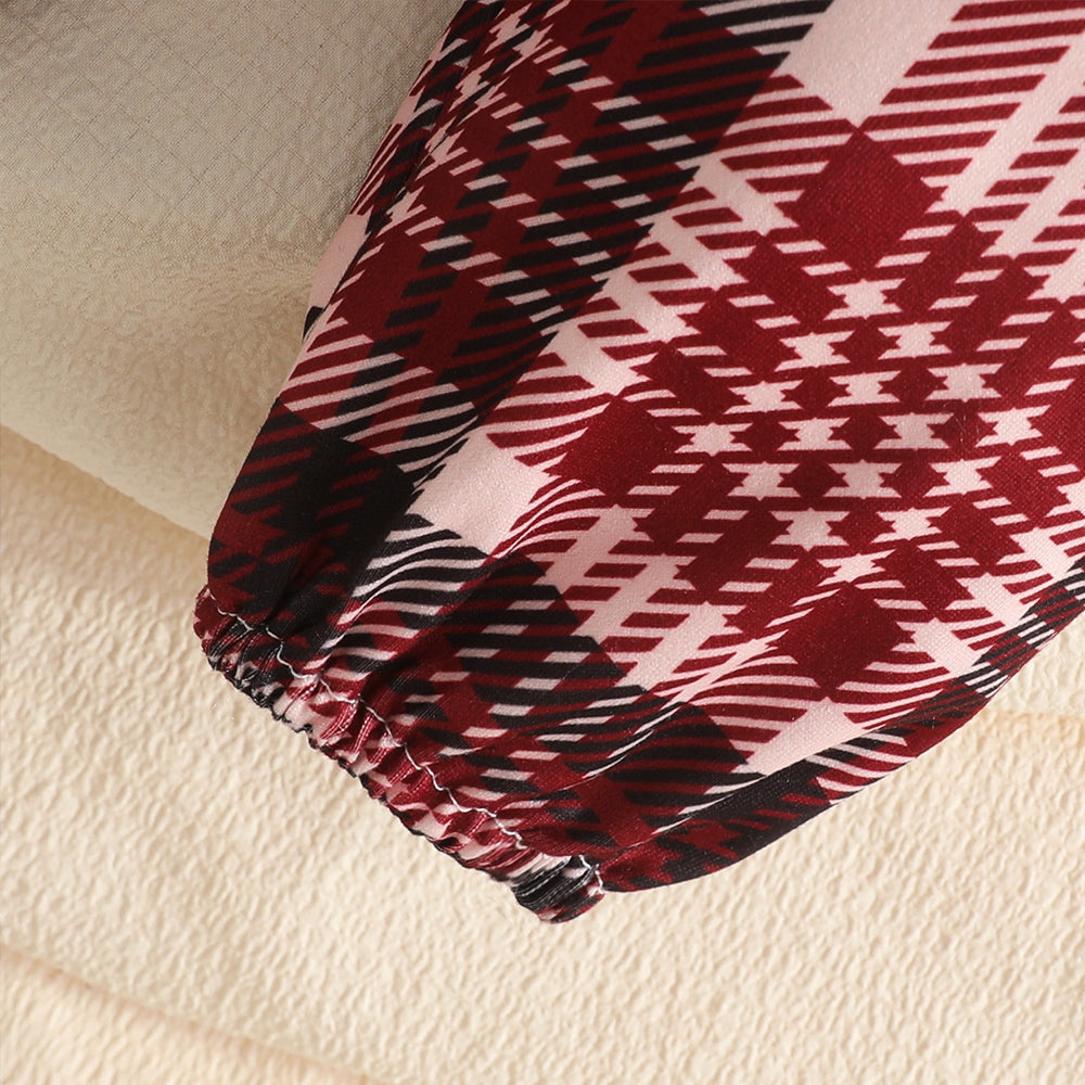 3PCS Classy Plaid Print Long Sleeve Baby Set