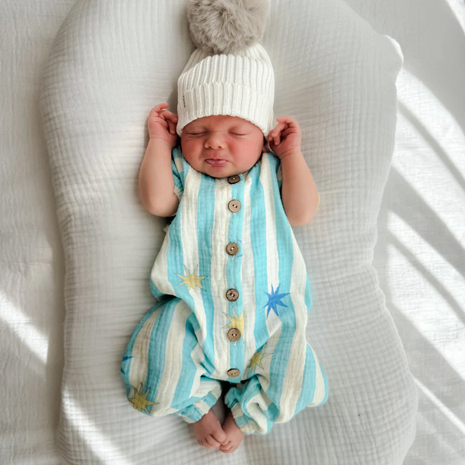 Lovely Stars & Stripe Print Sleeveless Baby Jumpsuit