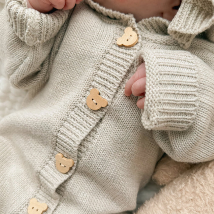 Solid Color Knit Long Sleeve Hoodie Baby Jumpsuit