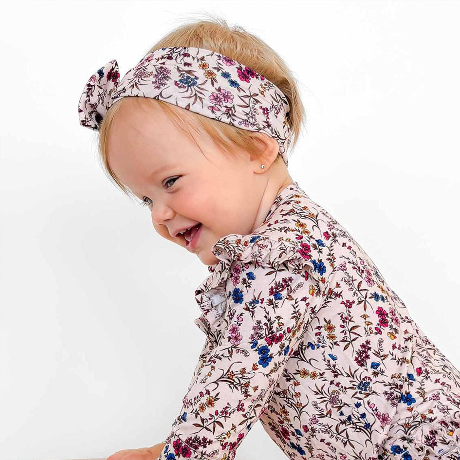 2PCS Allover Floral Printed Long Sleeve Baby Jumpsuit