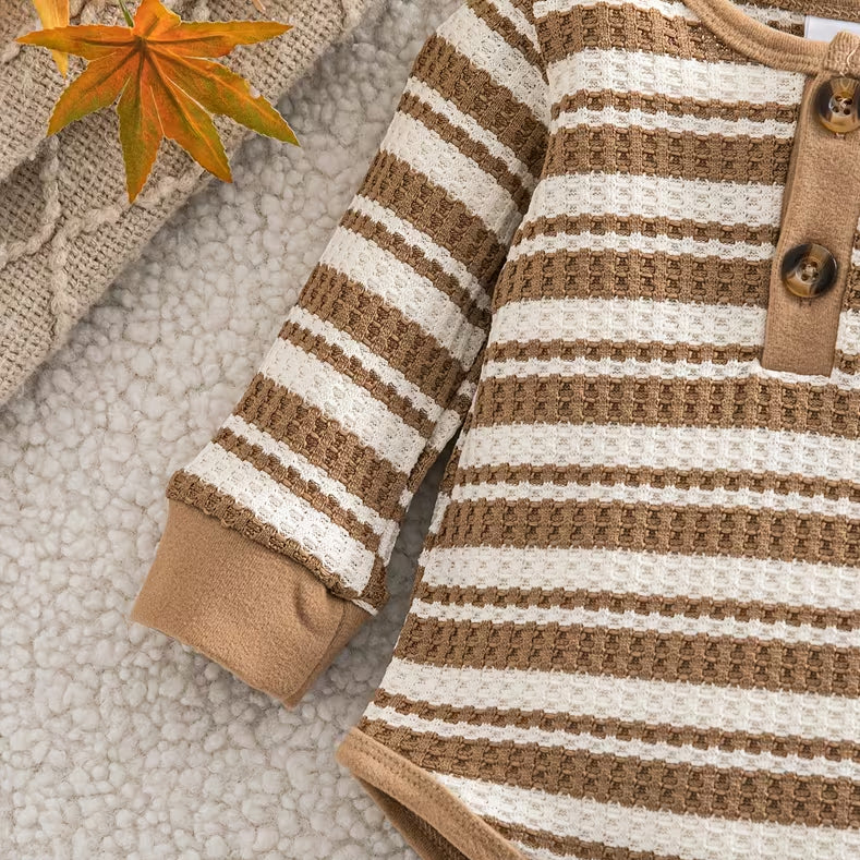 2PCS Stylish Stripe Print Long Sleeve Baby Boy Set