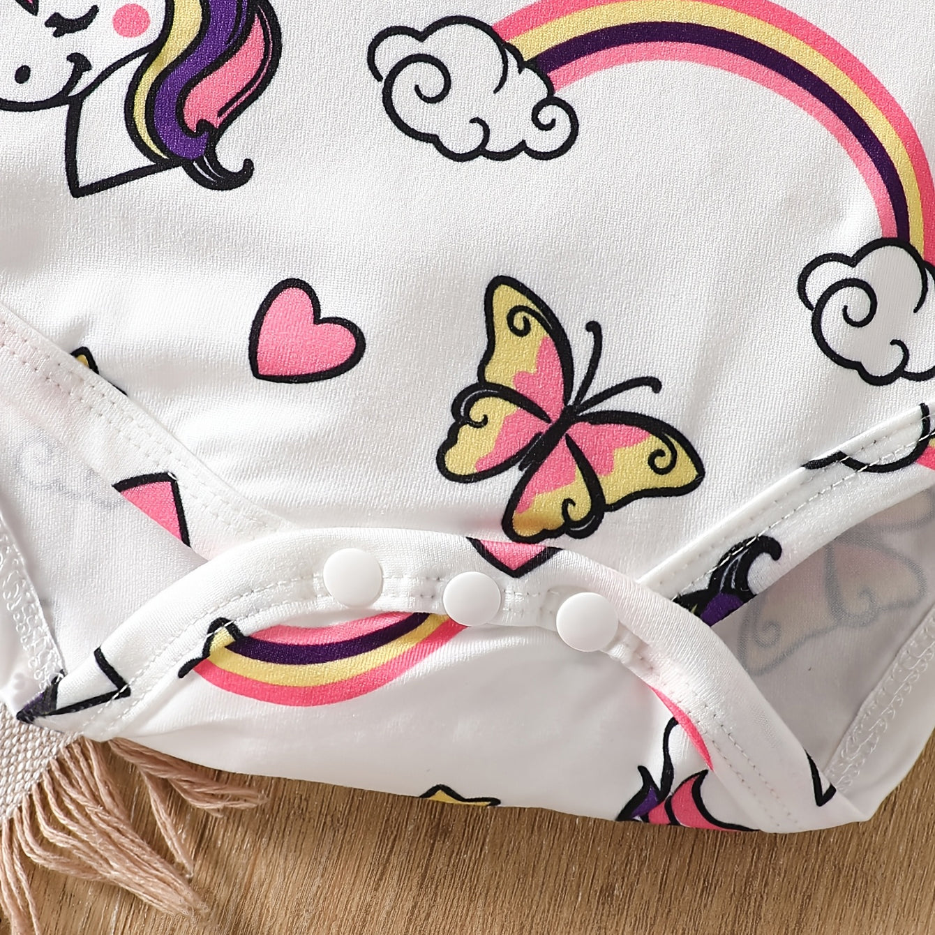 3PCS Unicorn & Rainbow Print Long Sleeve Baby Girl Set