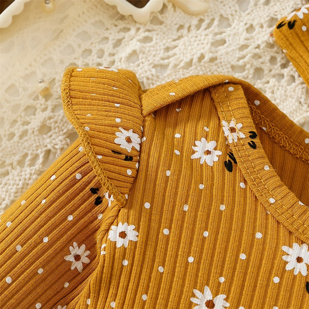 3PCS Stylish Cute Floral Printed Long Sleeve Baby Set