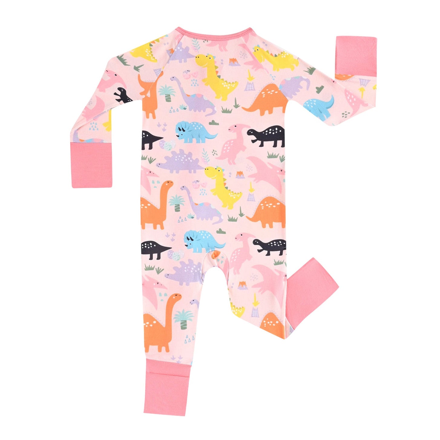 Cute Dinosaur Printed Zipper Bamboo Viscose Baby Jumpsuit