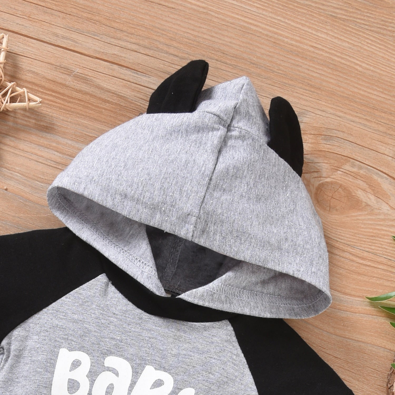 2PCS Baby Bear Letter Printed Hoodie Baby Set