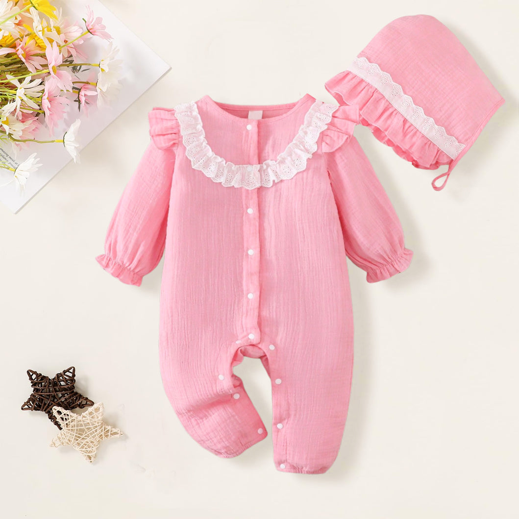 2PCS Lively Solid Color Baby Jumpsuit