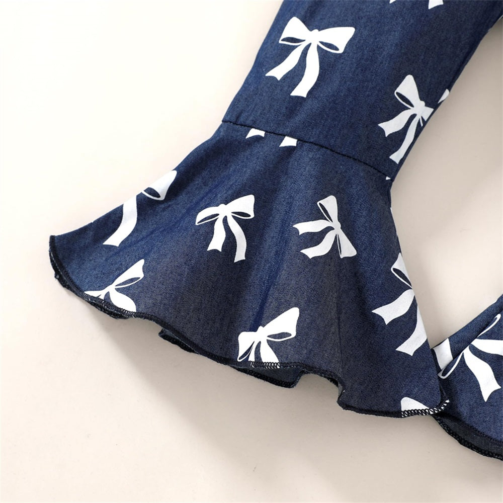 3PCS Stylish Bow Printed Fly Sleeve Baby Set