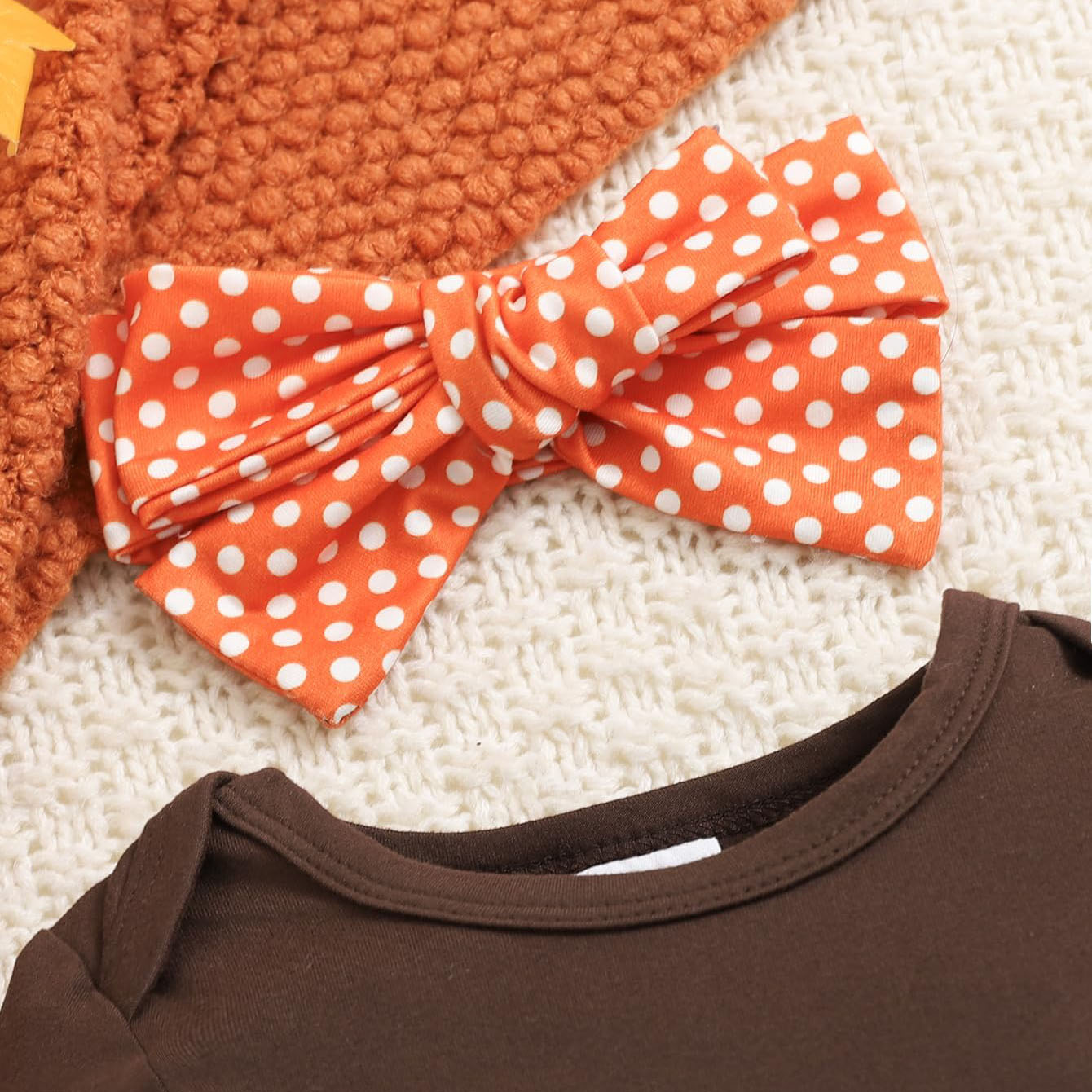 2PCS Thanksgiving Turkey Polka Dots Printed Baby Jumpsuit