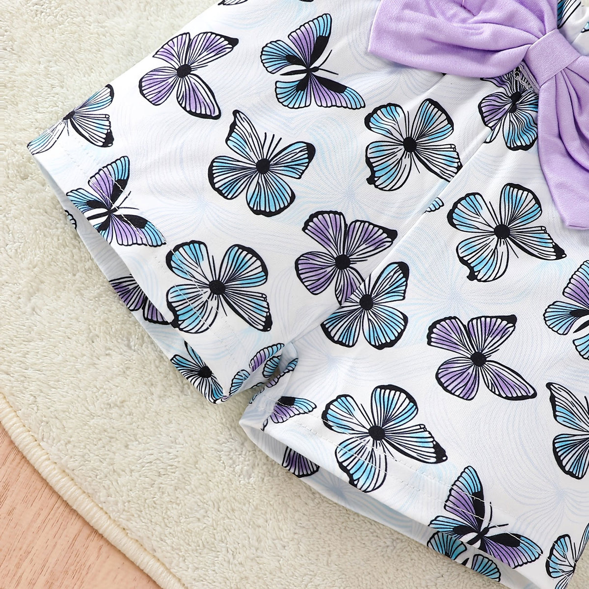 3PCS Elegant Butterfly Printed Flutter Sleeve Baby Set