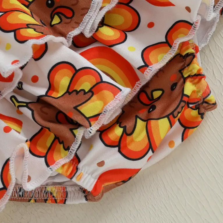 4PCS My First Thanksgiving Letter Turkey Print Long Sleeve Baby Set
