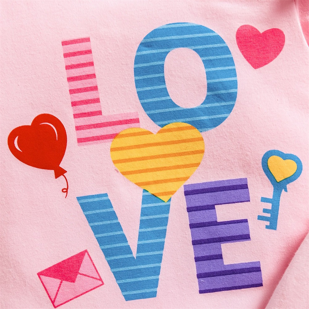 3PCS LOVE Letter Print Long Sleeve Baby Set