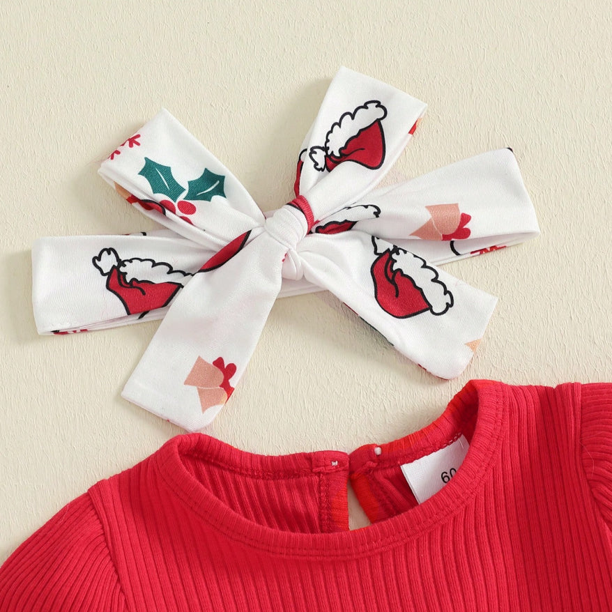 3PCS My 1st Christmas Letter Santa Claus Print Baby Set
