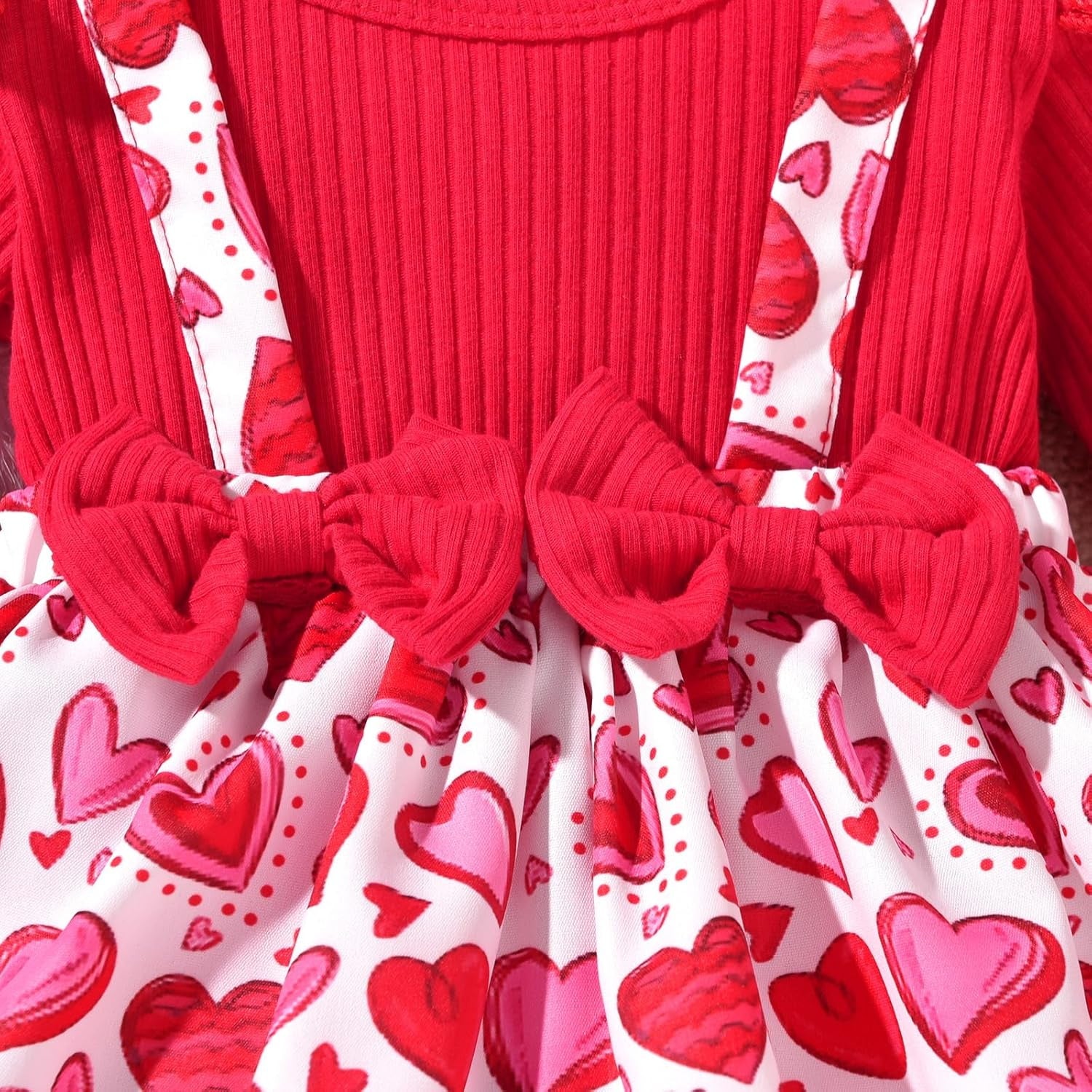 4PCS Cute Heart Print Long Sleeve Baby Romper With Hat