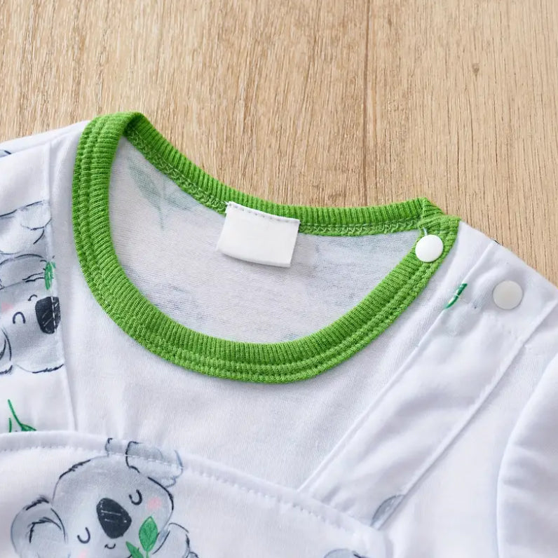 Casual Cute Koala Print Short Sleeve Baby Jumpsuit