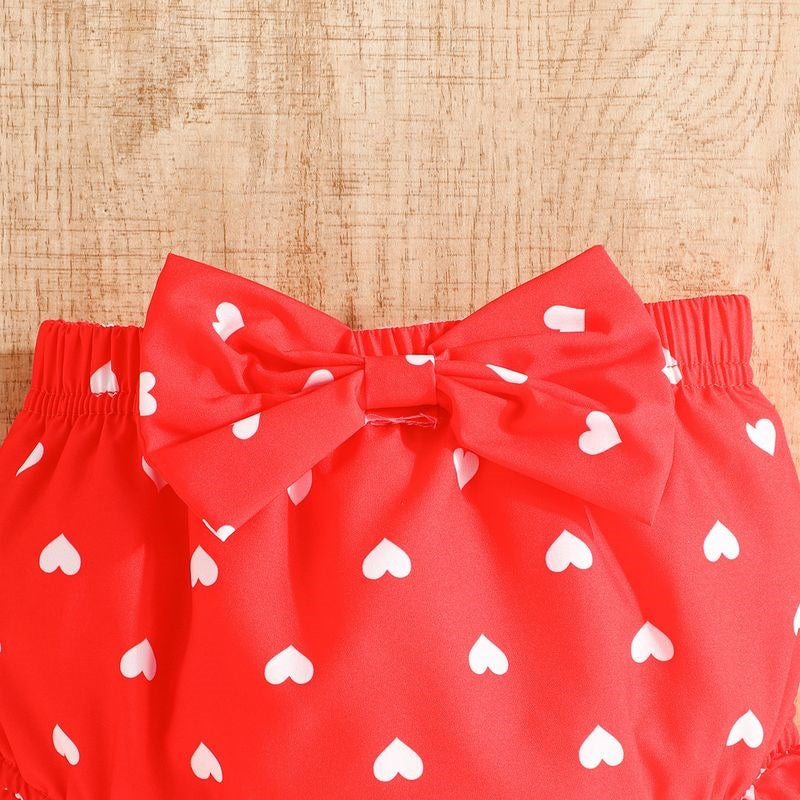 3PCS Mama's Girl Letter Heart Printed Flutter Sleeve Baby Set