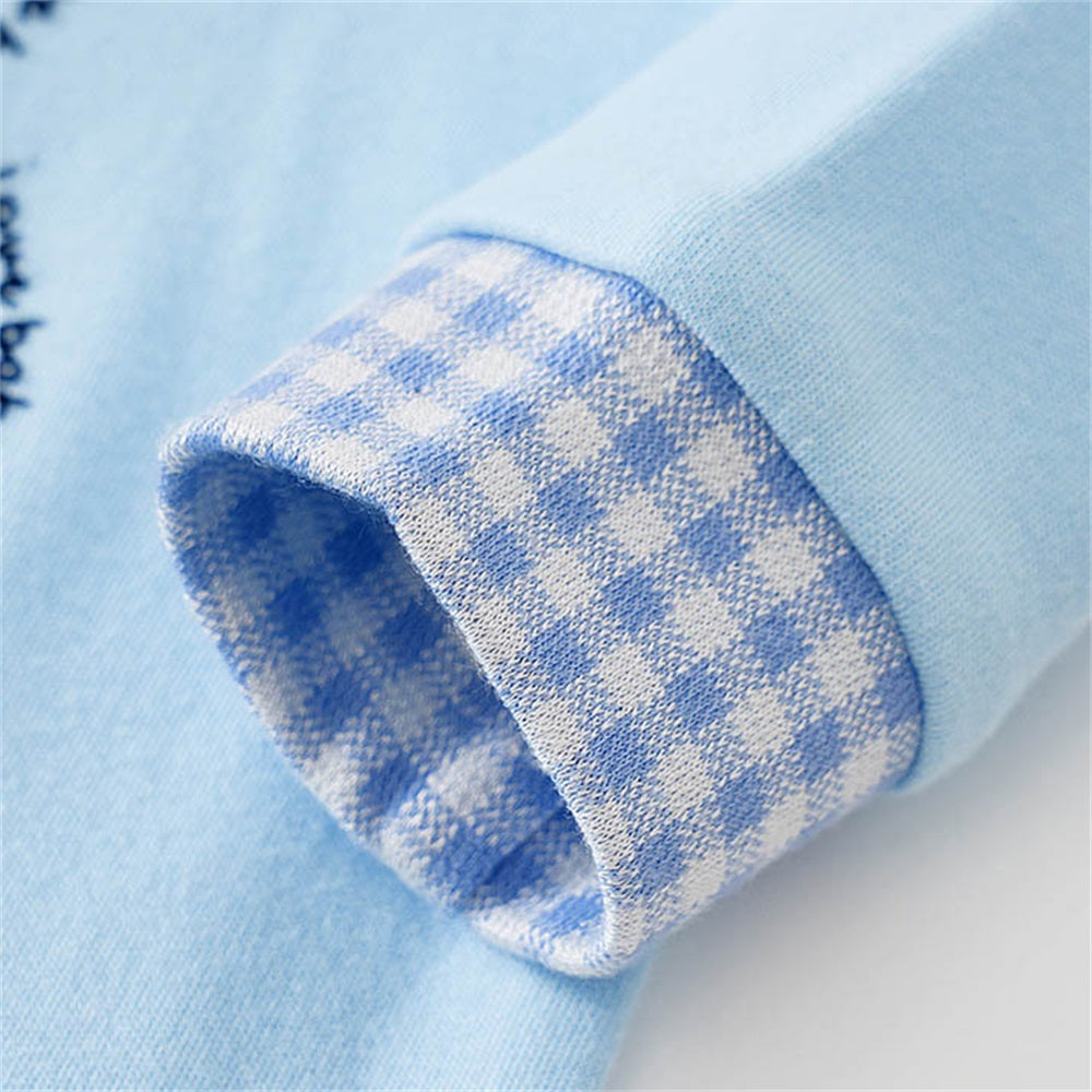 Stylish Bear Print Plaid Long Sleeve Baby Jumpsuit