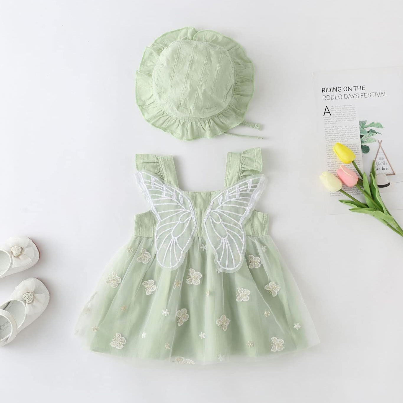 2PCS Pretty Butterfly Decoration Baby Skirt with Hat