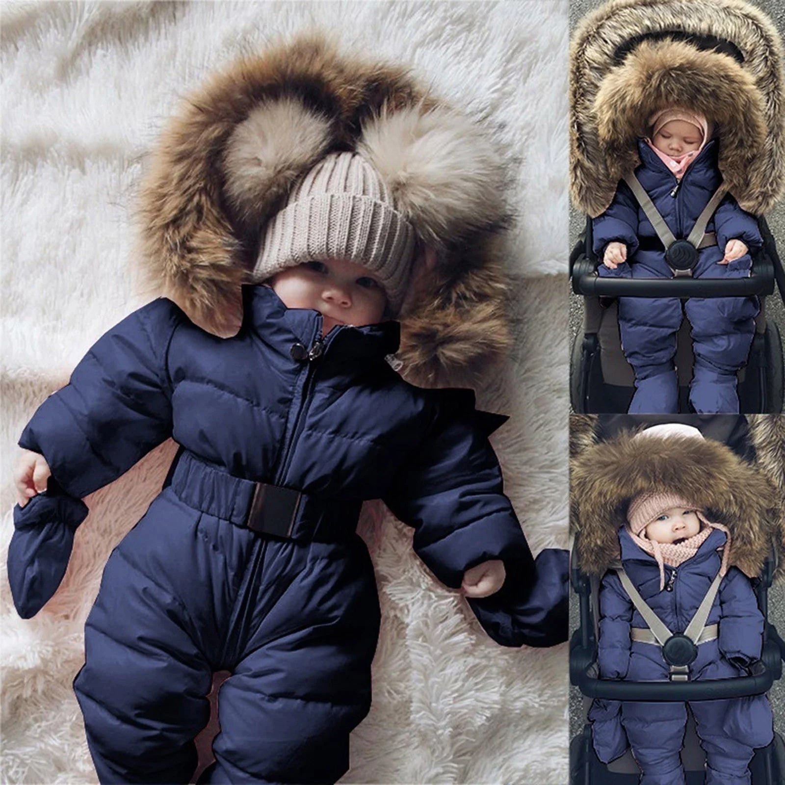 Snowsuit Hooded Long Sleeve Windproof Winter Baby Jumpsuit