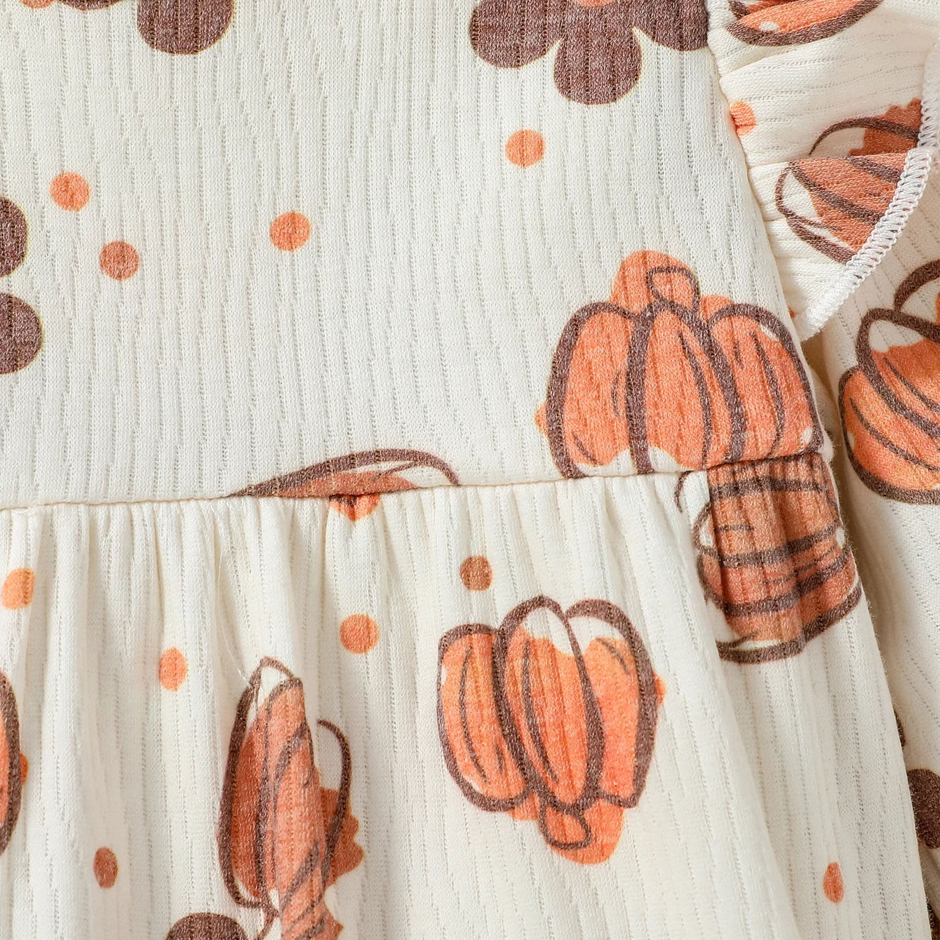 Graceful Pumpkin and Floral Printed Baby Jumpsuit