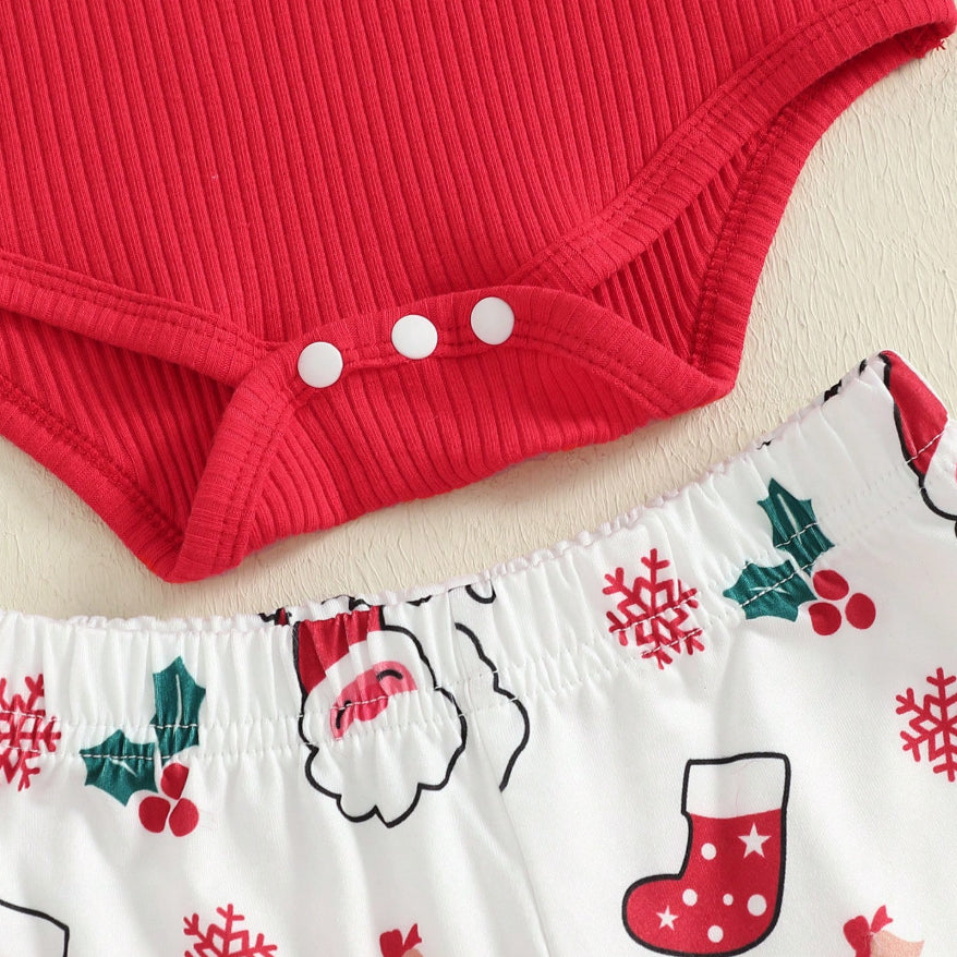 3PCS My 1st Christmas Letter Santa Claus Print Baby Set