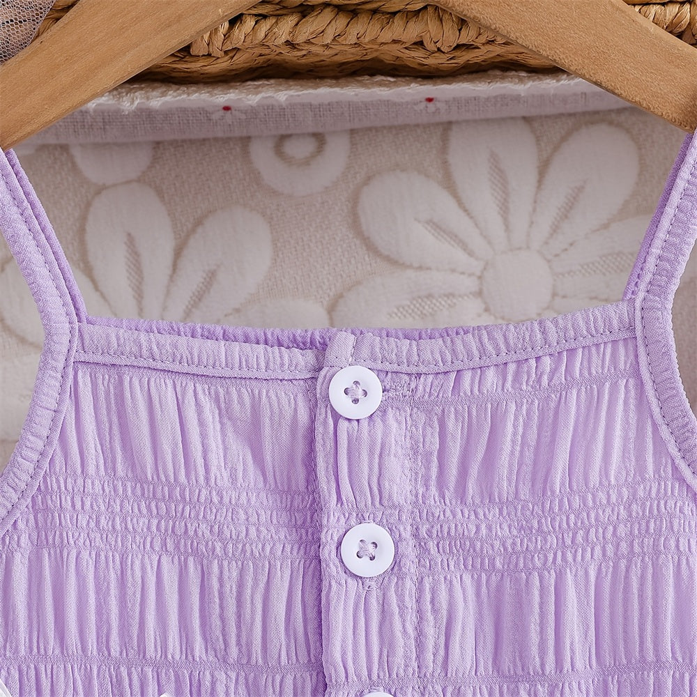 Grace Solid Color Sleeveless Bowknot Decor Baby Romper