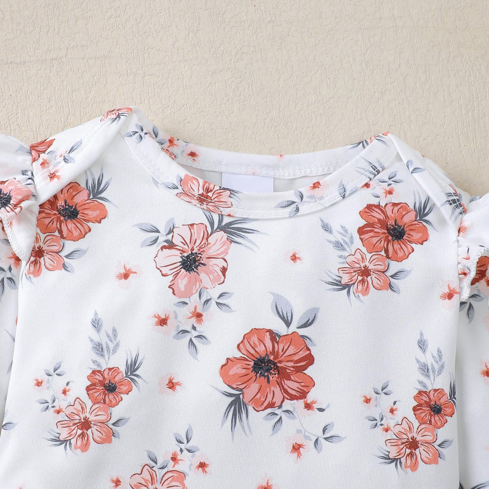 3PCS Refined Floral Printed Long Sleeve Baby Set