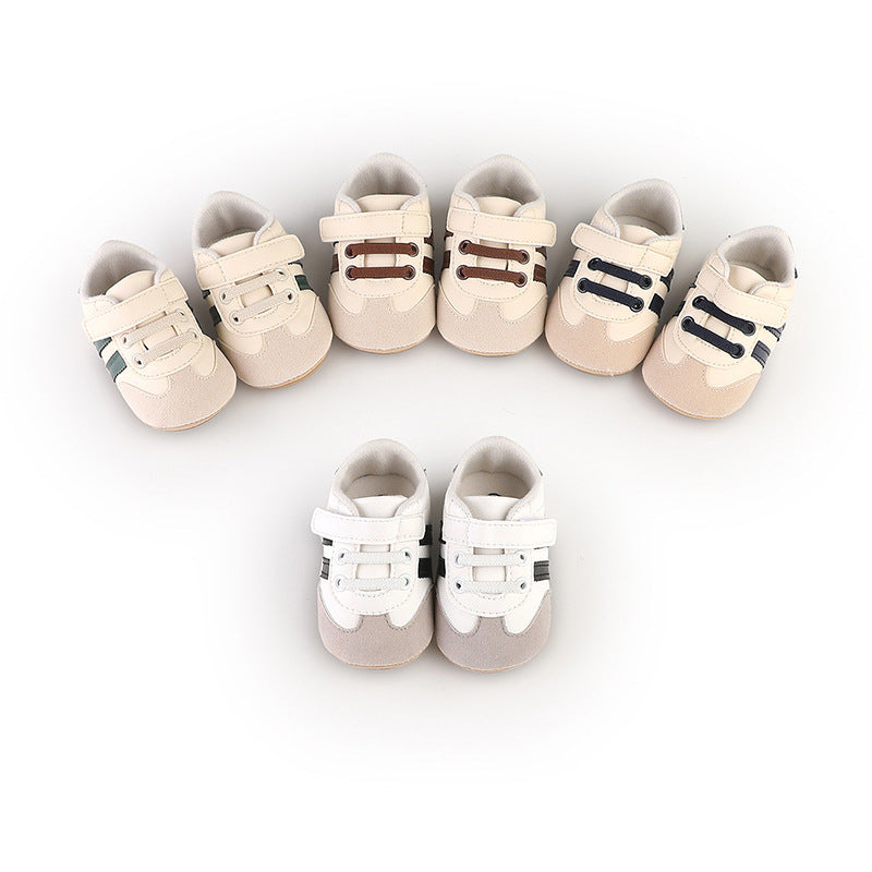 Striped Design Velcro Non Slip Sole Baby Shoes