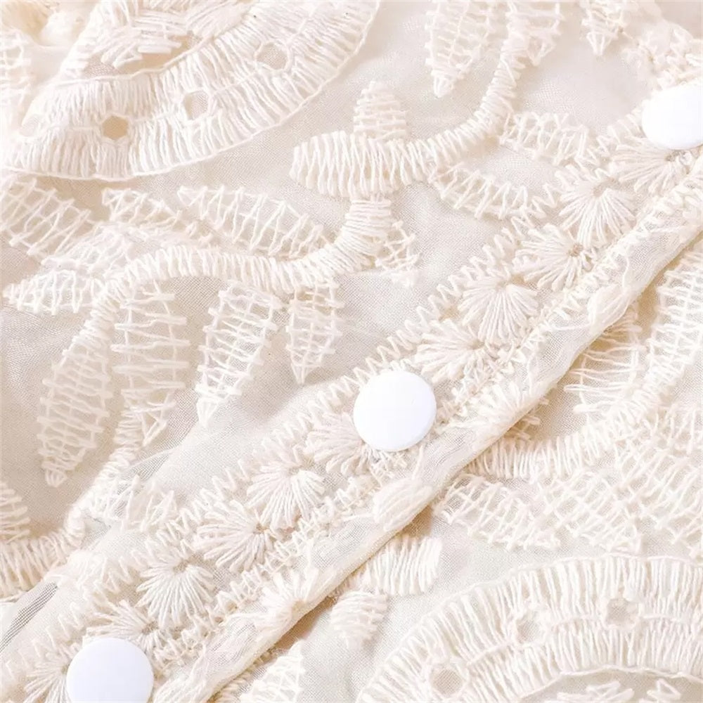 Floral Embroidery Ruffle Trim Sleeveless Schiffy Baby Romper