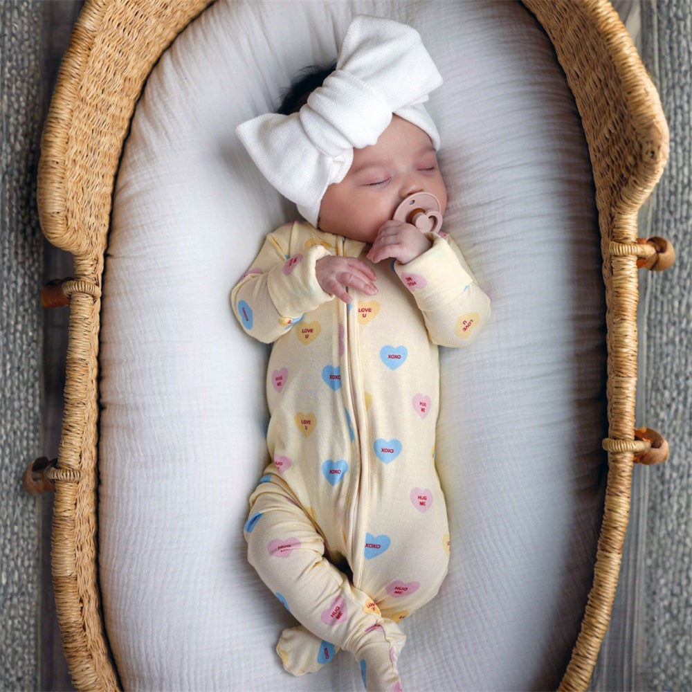 Comfy Heart Print Long Sleeve Zipper Baby Jumpsuit