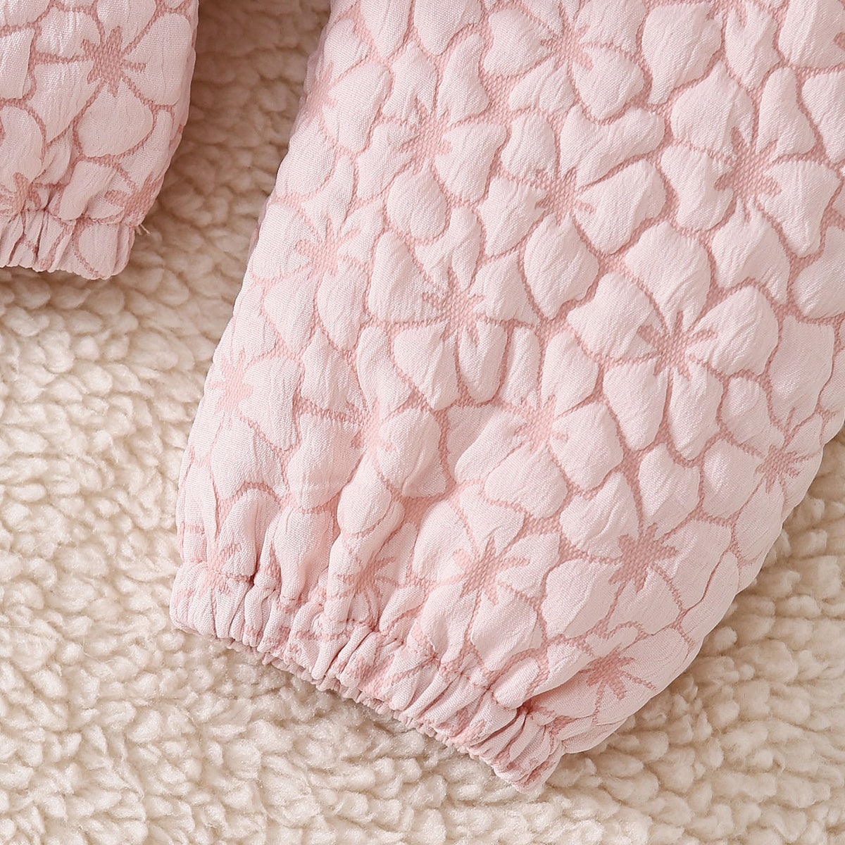 3PCS Pretty Floral Embossed Fluffy Shoulder Long Sleeve Baby Set