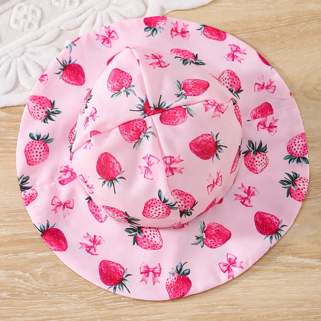 2PCS Sweet Strawberry Print Flounce Sleeve Baby Girl Romper