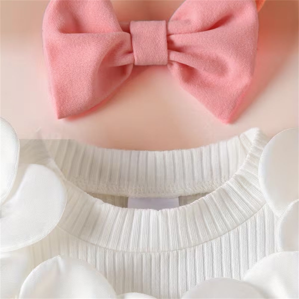 2PCS 3D Floral Print Long Sleeve Baby Romper