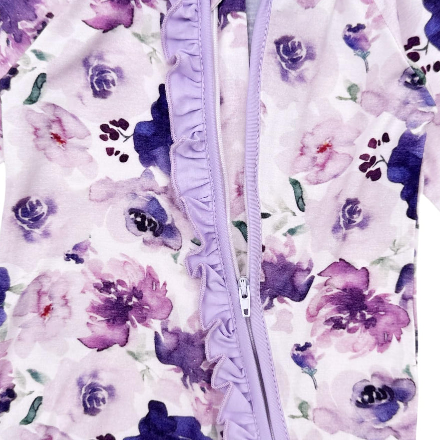 Exquisite Floral Printed Zipper Bamboo Viscose Baby Jumpsuit