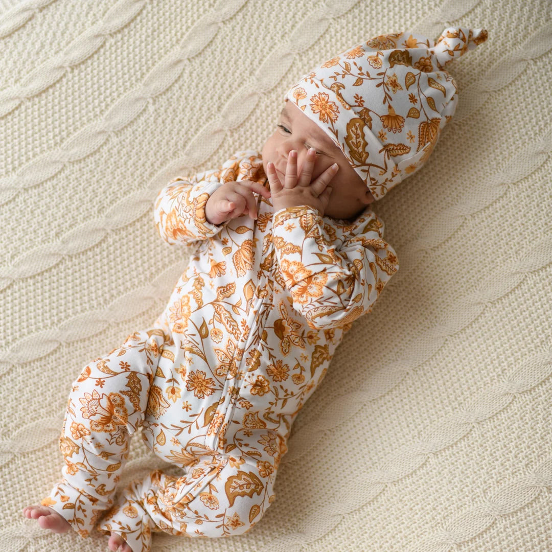 2PCS Soft Floral Print Long Sleeve Baby Zipper Jumpsuit