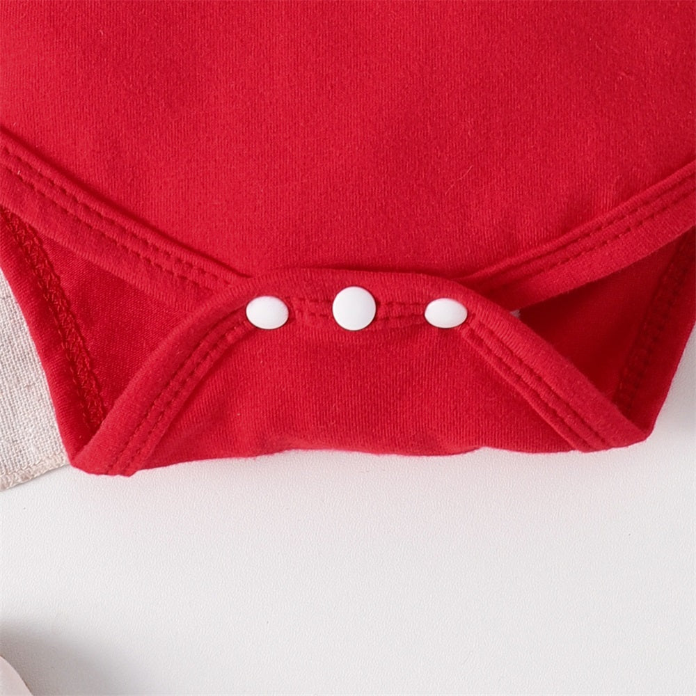 3PCS Lover Boy Letter Printed Long Sleeve Baby Overalls Set