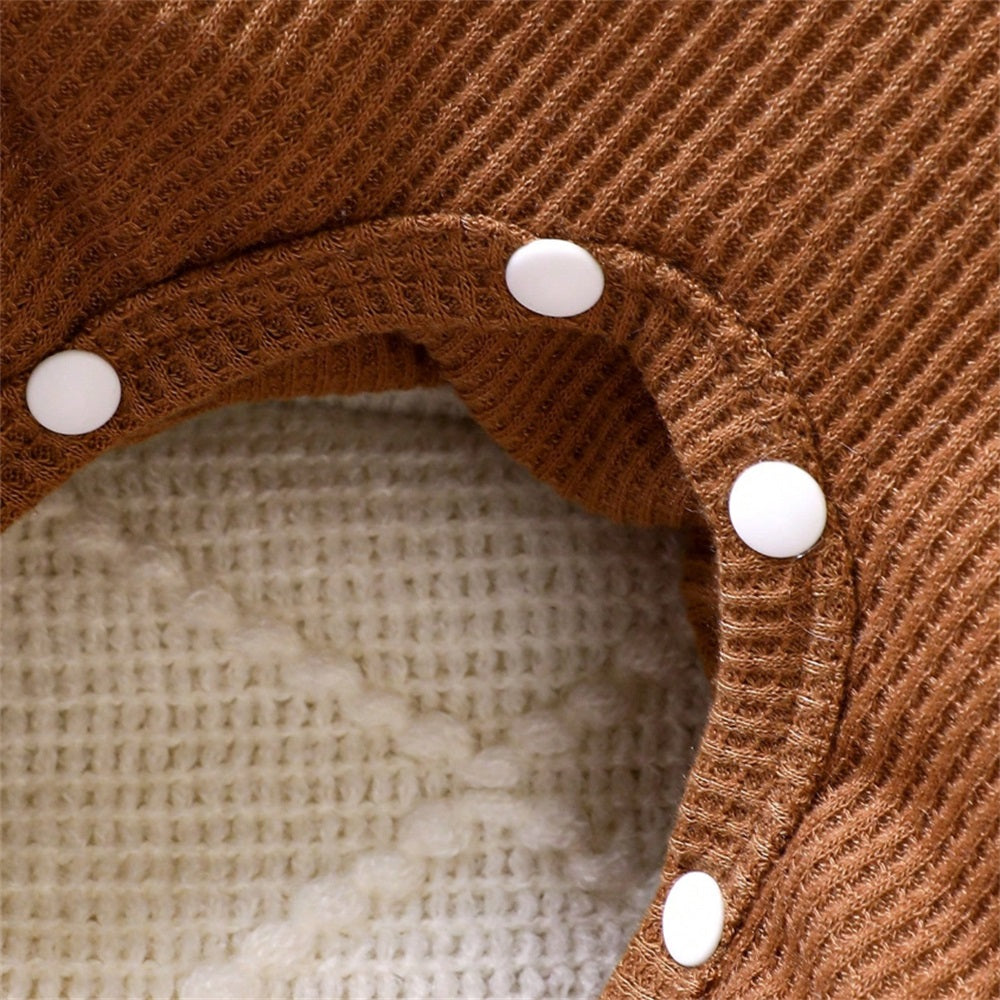 2PCS Cute Scarf Bear Printed Long Sleeve Baby Jumpsuit