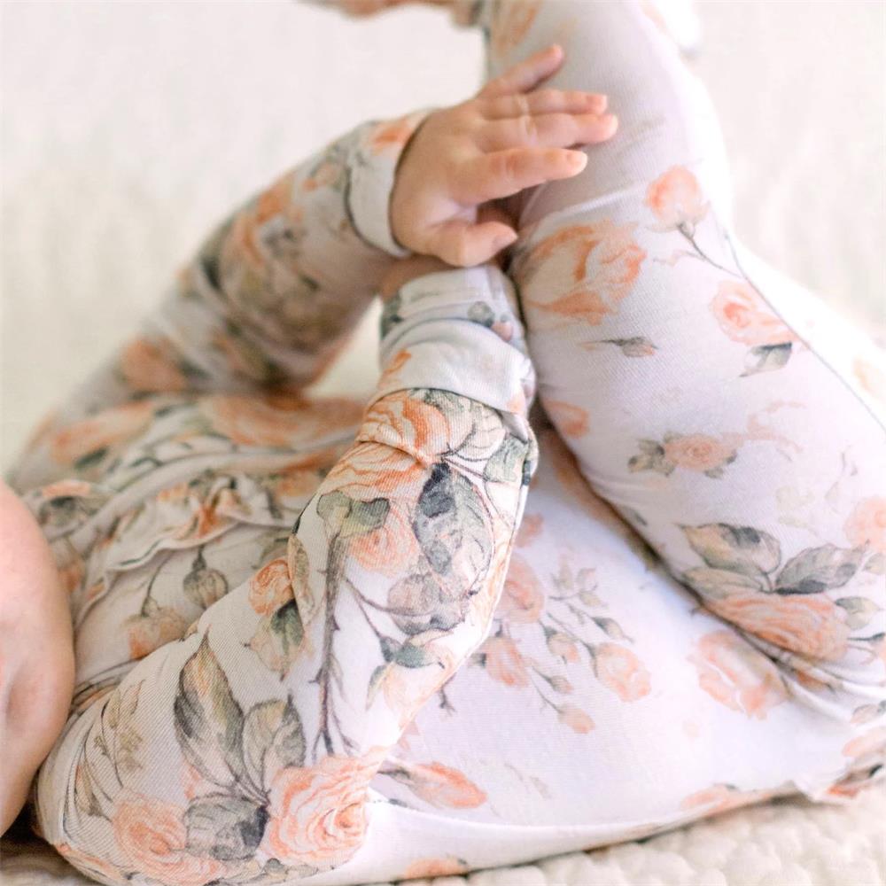 2PCS Comfy Cute Floral Print Long Sleeve Baby Jumpsuit