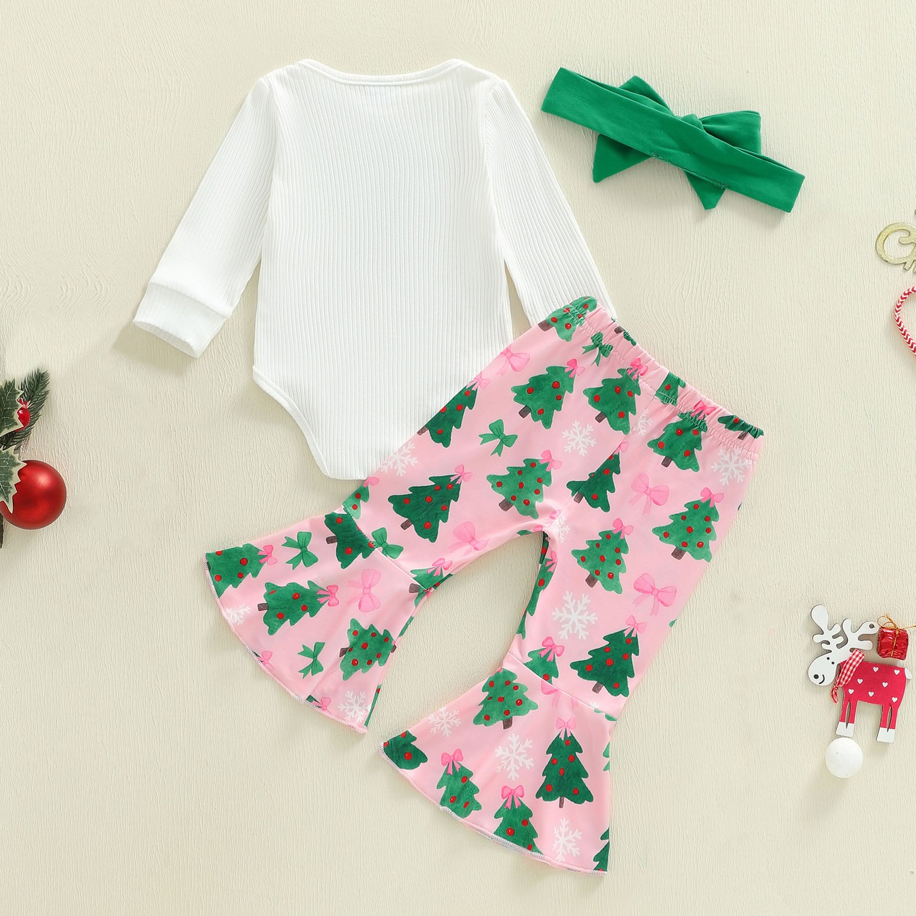 3PCS My First Christmas Tree Letter Printed Baby Set