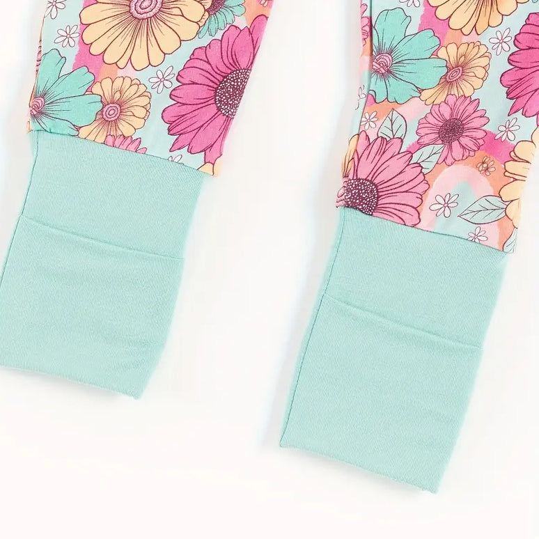 Grace Floral Printed Zipper Bamboo Viscose Baby Jumpsuit
