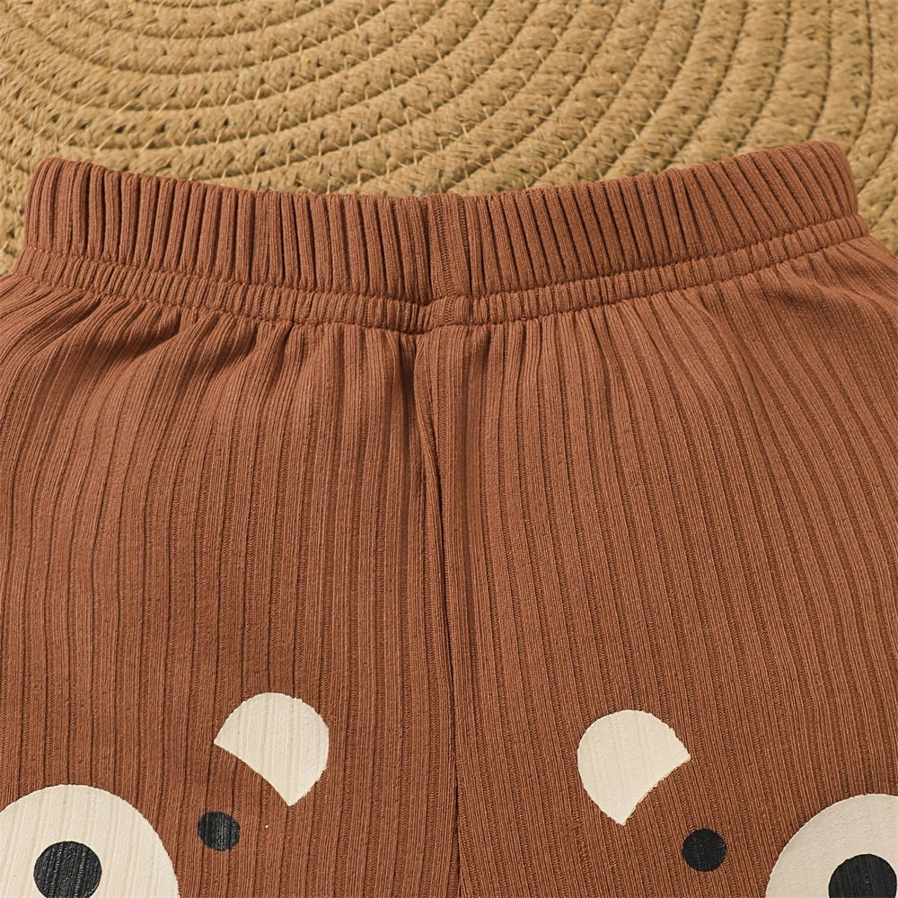 Summer Cute Bear Printed Short Sleeve Baby Set