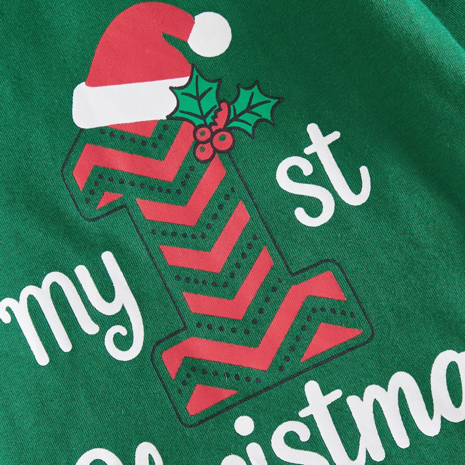 4PCS My 1st Christmas Letter Plaid Print Long Sleeve Baby Set