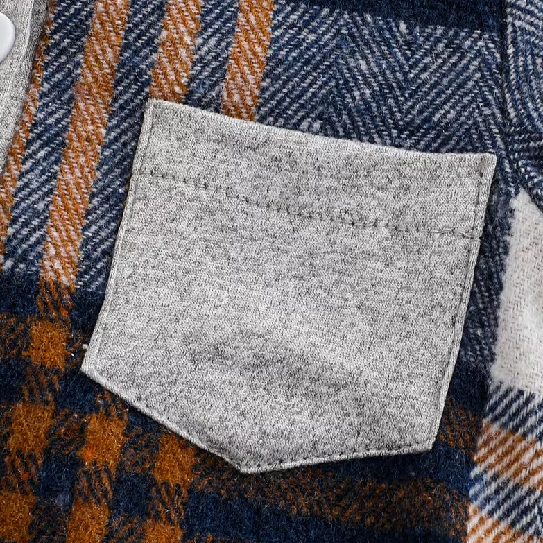 2PCS Cozy Plaid Print Long Sleeve Hoodie Baby Boy Set