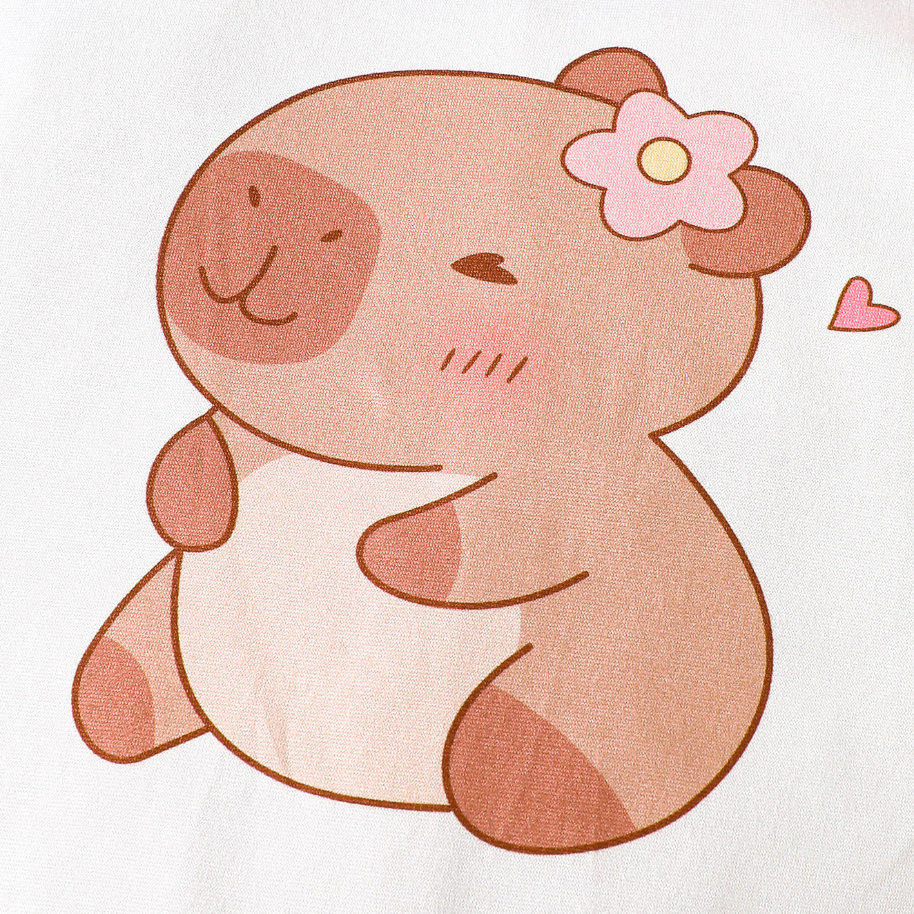 2PCS Lovely Capybara and Floral Print Long Sleeve Baby Jumpsuit