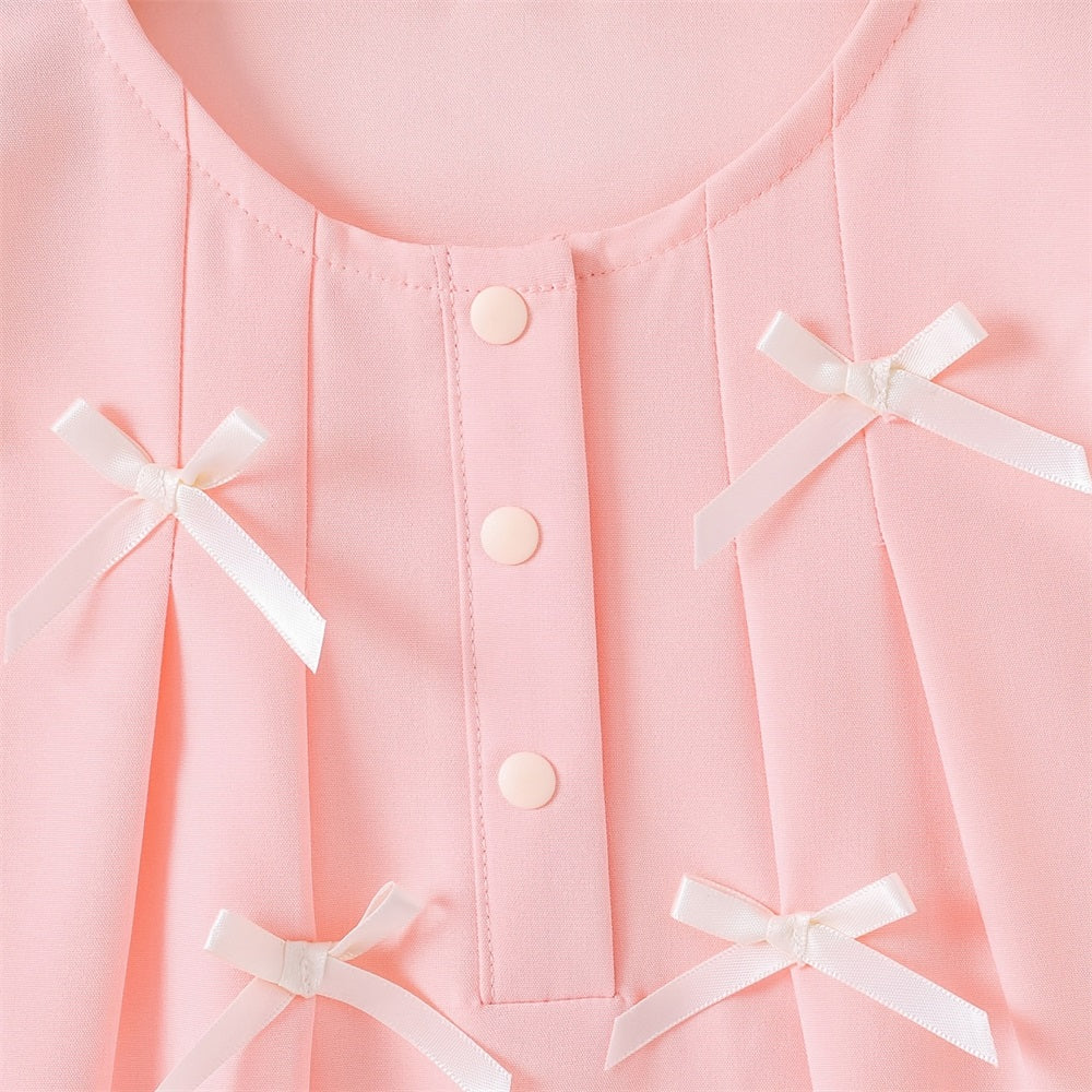 2PCS Lovely Solid Color Fly Sleeve Baby Jumpsuit