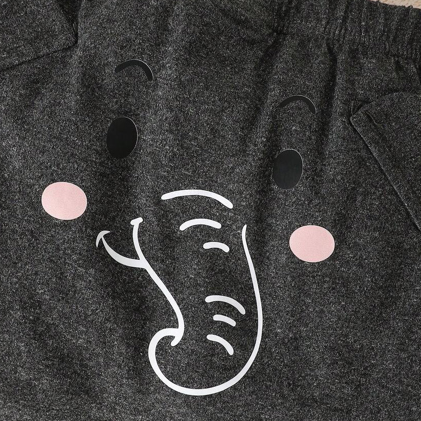 3PCS Adorable Elephant Print Short Sleeve Baby Boy Set