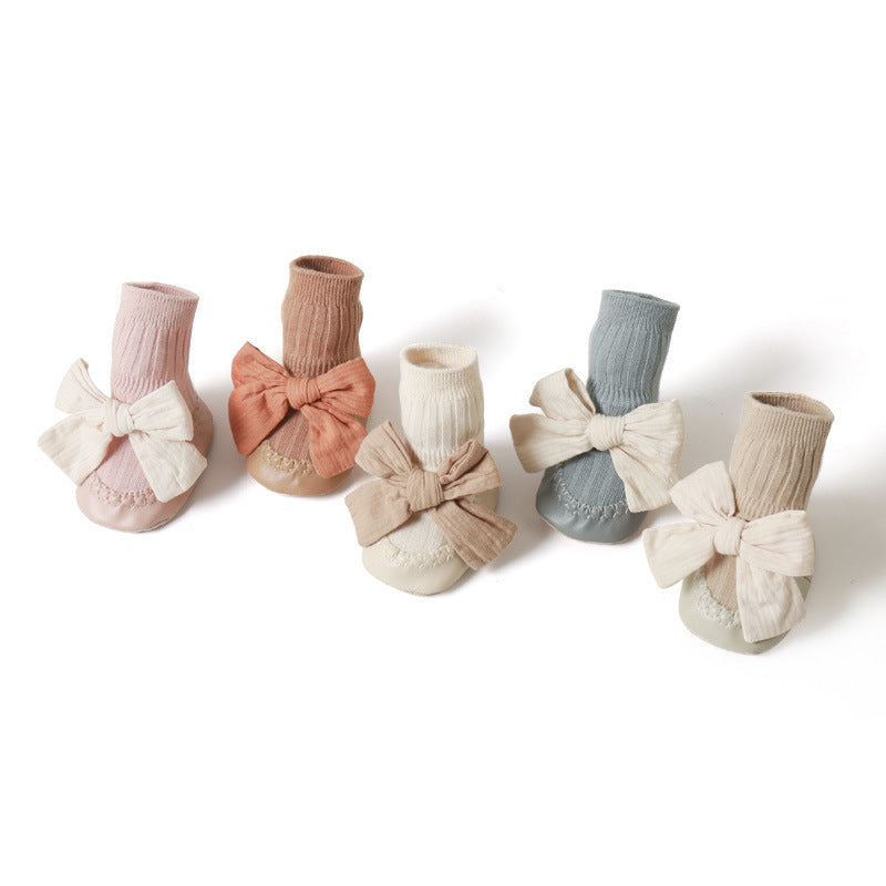 Lovely Bow Soft Socks Integrated Baby Shoes