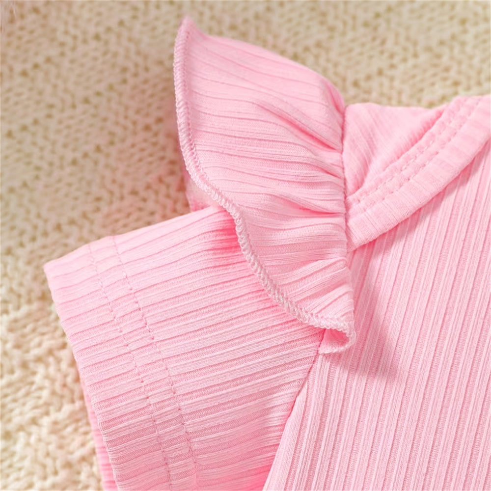 3PCS Rabbit Carrot Embroidery Short Sleeve Baby Overalls Set