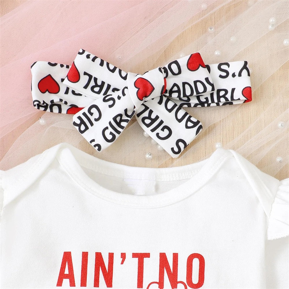 3PCS Ain't No Daddy Like The One I Got Letter Print Long Sleeve Baby Set