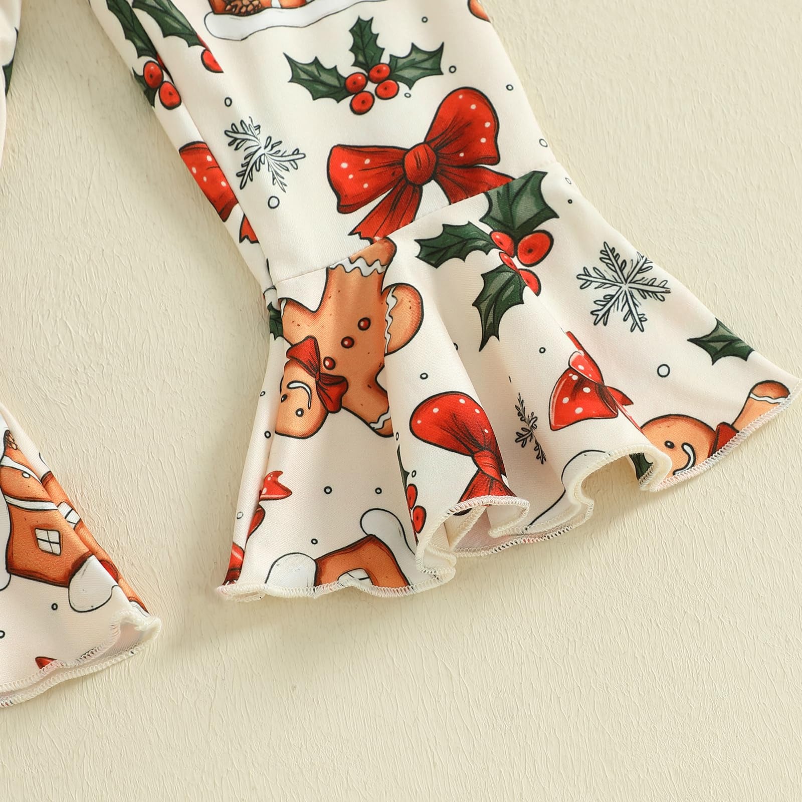 3PCS My 1st Christmas Letter Gingerbread Print Long Sleeve Baby Set