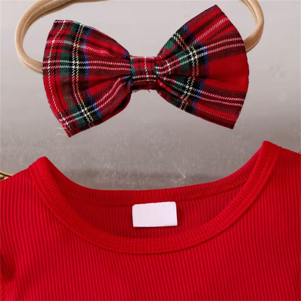2PCS Fashionable Plaid Print Long Sleeve Baby Set